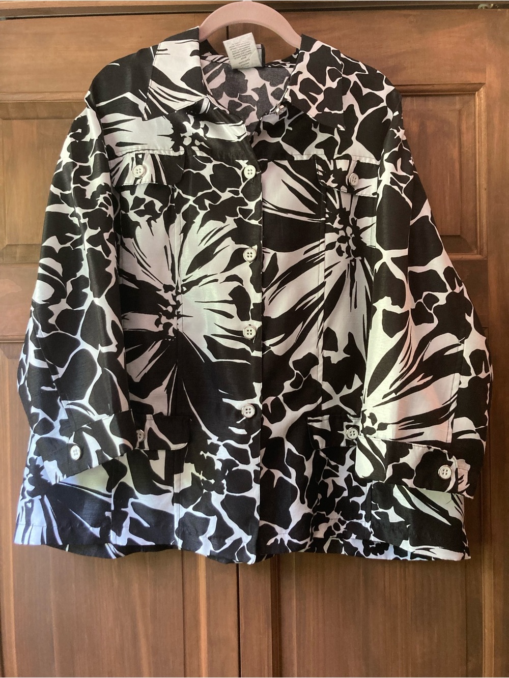 Southern Lady Black & White 3/4 Sleeve Lightweight Jacket 20W